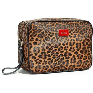Nicole Miller New York Cheetah Print Toiletry Travel Bag w/ Wristlet Strap
